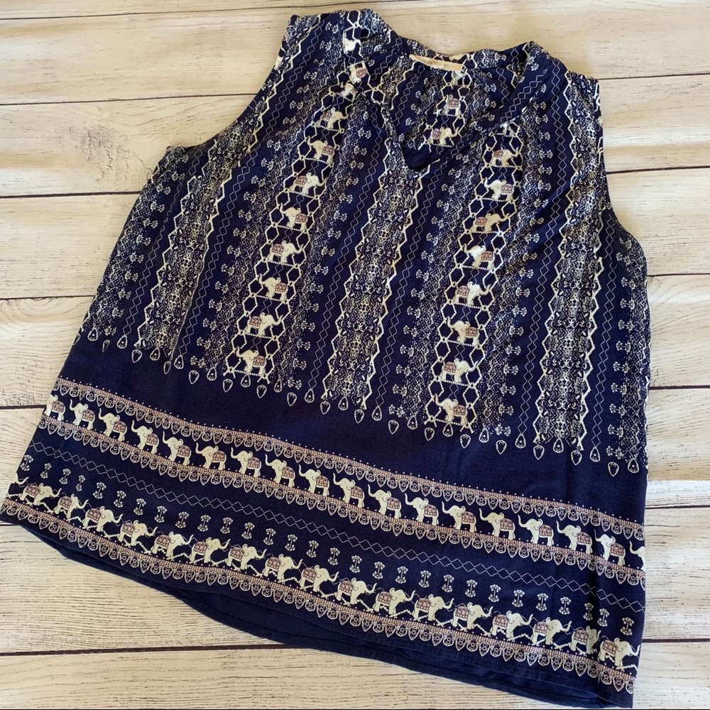 41 Hawthorn Navy Elephant Print Top Size Large